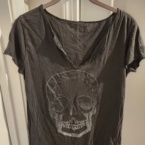 Zadig & Voltaire Black Glitter Skull Tee